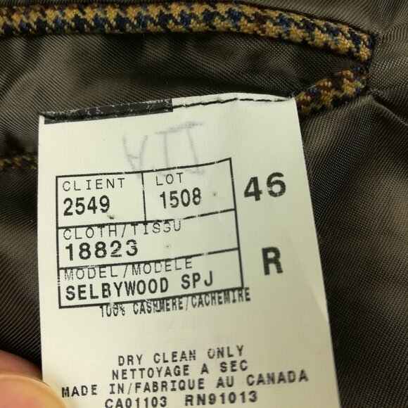 Jack Victor x Saks Sport Coat 100% Italian Cashmere Houndstooth Checked 46R - Picture 8 of 14